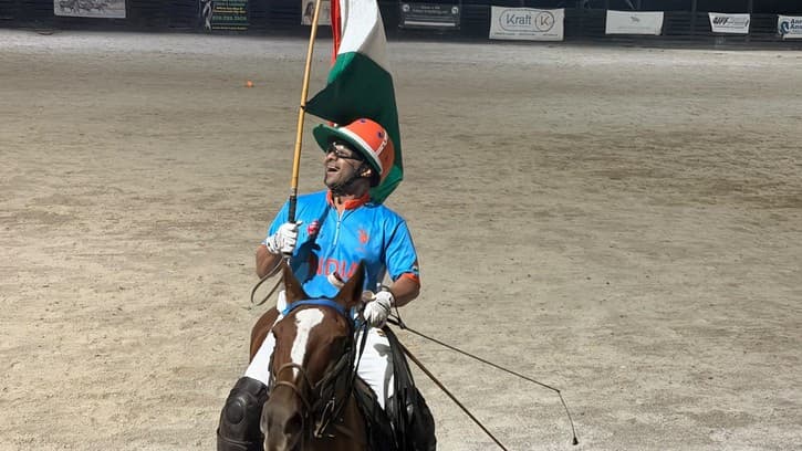 The Indian tricolour carried into the arena