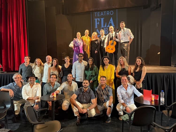 Both clubs and their families with the performers after the flamenco show
