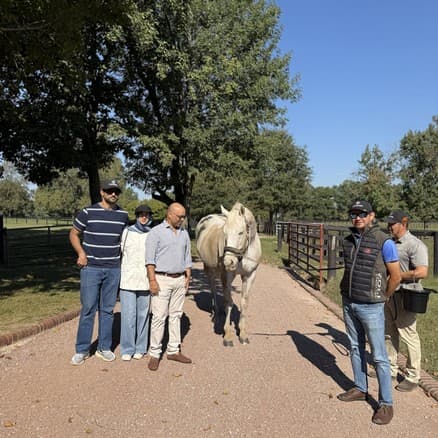 The HPRC party with the stallion Tapit at Gainesway Farm