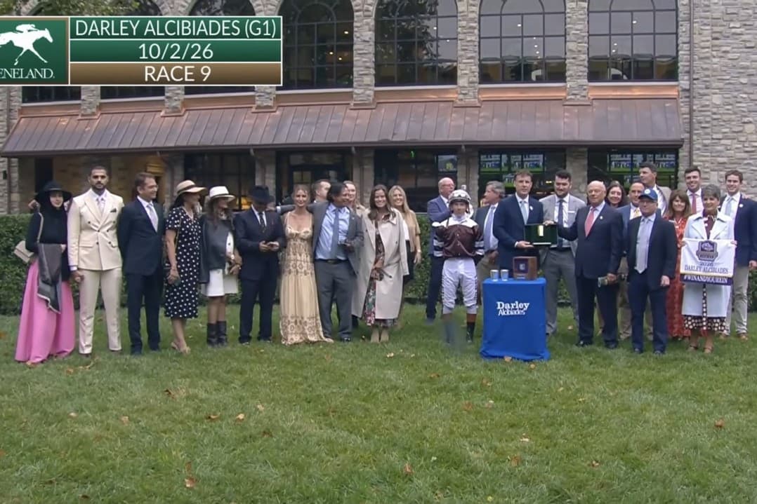 The HPRC party in the winner's circle with the Gainesway team after the Alcibiades